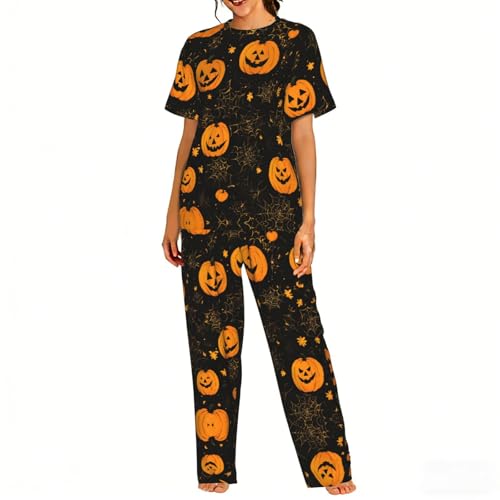Pyjama doux femme citrouille Halloween la promesse d'une nuit sereine