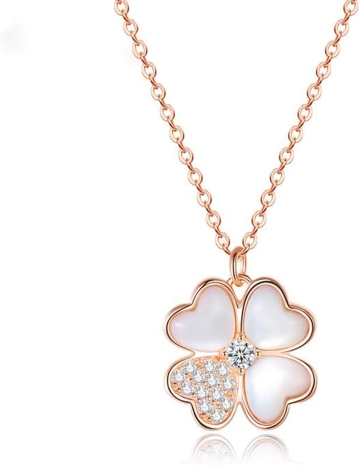 Crystal Rose Gold Plated Lucky Clover 925 Sterling Silver Pendant Necklace for Women Gift Packing J.Rosée Fashion Jewelry JR-1043