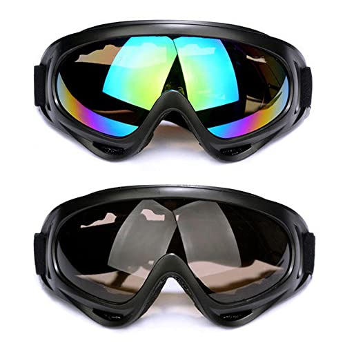 Armadio Ski Goggles Motorcycle Goggles Snowboard Goggles Anti-Uv Anti-Scratch Dustproof Safety Goggles For Men Women Kids 2Pack (Colorful+Brown Lens) #TOP17