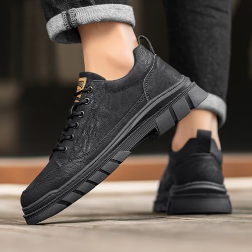 Men's Casual Shoes, Stylish Embossed Crocodile Print Sneakers, Soft Leather Walking Shoes and Work Boot - Style Loafers with Durable Outsole3