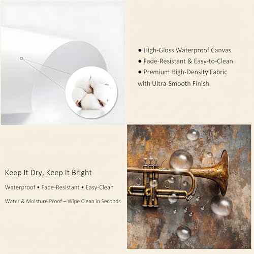 Tableau decoration murale nostalgique trompette grand format sans cadre - 7