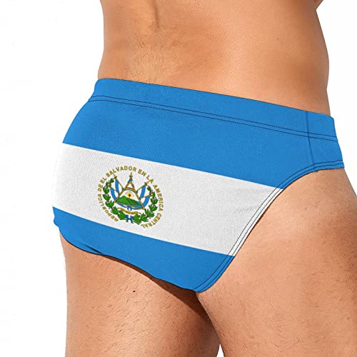 Calculay El Salvador Flag Men's Swimming Trunks,Beach Shorts Stretch Swimsuit Quick Dry2