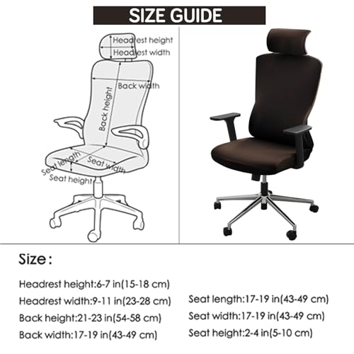 Image of HOKIPO 140 GSM Office Chair Cover with Headrest (High-Back) - 140 GSM Stretch Fabric - Washable, Anti-Slip Fit for Ergonomic Mesh Office Chairs, Chocolate Brown (AR-6704-BRN)