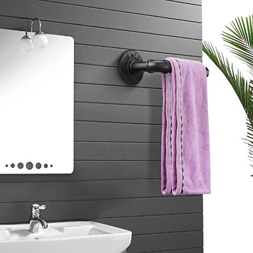 HouseAid Barre Porte-serviettes En Forme De Tuyau Industriel De 45,7 Cm, Style Rustique Et Rustique Pour Salle De Bain, Montage Mural, Noir Mat