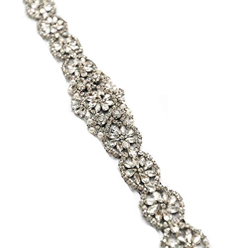 Womens Wedding Bridal Belts Shiny Rhinestone with Pearls Handmade Sash Belts for Bride and Bridesmaid2