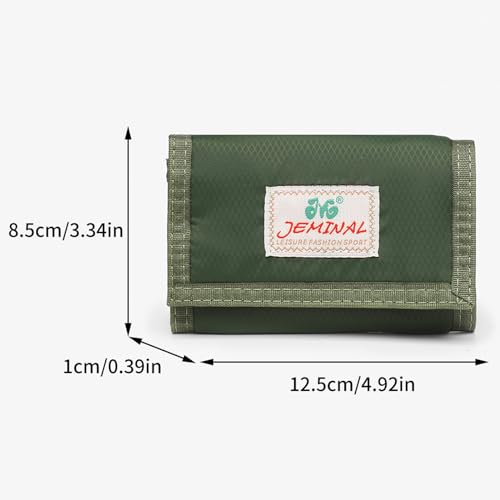 ＪＭ ＪＥＭＩＮＡＬ 杰米路 JEMINAL Tri-fold canvas ultra-thin waterproof wallet men's and women's keychain wallet (Green)2