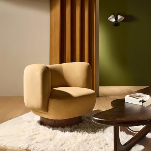 Image of Kingsman Furnitures Nova Swivel Accent Arm Chair for Home | Bedroom, Living, Dining & Drawing Room | Ultra Soft and Comfortable (Soft Caramel Brown Velvet)