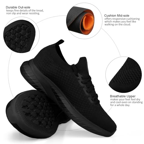 Mens Slip on Lightweight Walking Shoes Non Slip Breathable Running Shoes Comfort Tennis Workout Gym Sneakers with Shoelace2