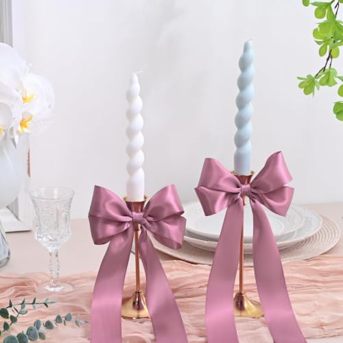 Image of Double Face Rose Mauve Satin Ribbon 1-1 /2 inch X 50 Yards Polyester Rose Mauve Ribbon for Gift Wrapping Very Suitable for Weddings Party Hair Bow Invitation Decorations and More