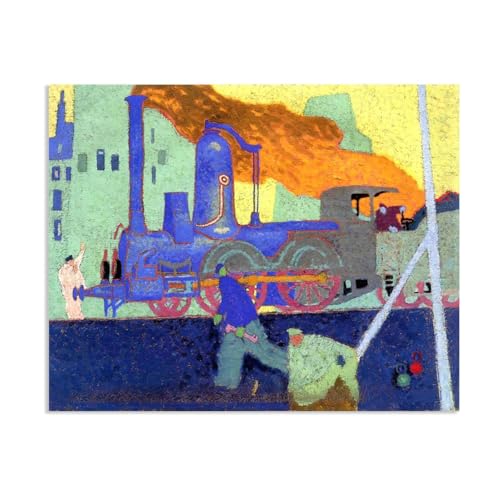 Impression sur toile Lyonel Feininger Petite locomotive bleue | Décoration murale salon 90x70