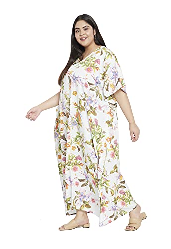 Image of Oussum Women Long Maxi Plus Size Polyester Kaftan Gown, Womens Kaftan Dresses Lounge Resort Wear, Plus Size Kaftan