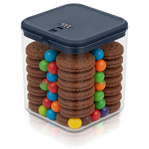 PORFOYO Boîte De Rangement Plastique Avec Cadenas, Boite Transparente, Aliments Et Téléphone, Boîte Rangement 14.1×14.1×16CM