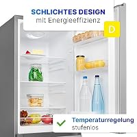 Bomann® Kühlschrank mit Gefrierfach | Energieklasse D | 143cm | Kühl Gefrierkombination leise 39 dB | 3 Ablagen & 3 Schubladen | Türanschlag wechselbar | 175L Kühlgefrierkombi | KG 322.1 inox – Ansicht 2