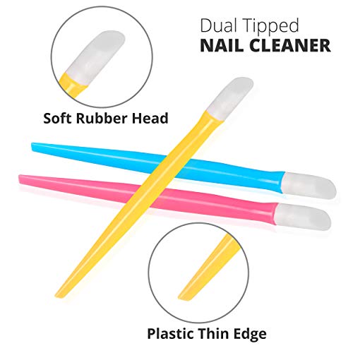Cattombeeg Rubber Cuticle Pusher - Pack Of 6 - Plastic Handle Tipped Nail Art And Cleaner Tools For Men And Women - Six Colors #TOP1