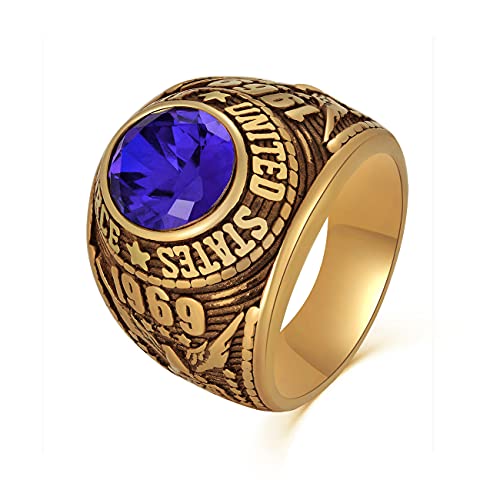 Cloyo Bague Vintage pour Homme Bague en Acier Inoxydable avec Pierre Artificielle Bleu Royal Accessoires de Mode pour Hommes Taille 57(18.1) Cover