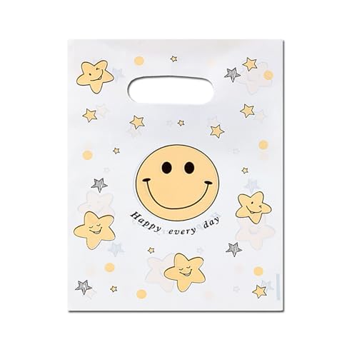 DEDIULE 100 Pcs Thank You Favor Bags, Smile Candy Cookie Bags, suitable for birthdays, baby showers, weddings, Christmas, and Retirement (5.9 * 7.9 inches) (smiling face)