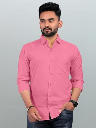 Image of Men Regular Fit Solid Spread Collar Casual Shirt