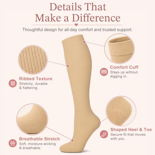 Image of Laite Hebe 4 Pairs-Compression Socks for Women&Men Circulation-Best Support for Nurses,Running,Athletic