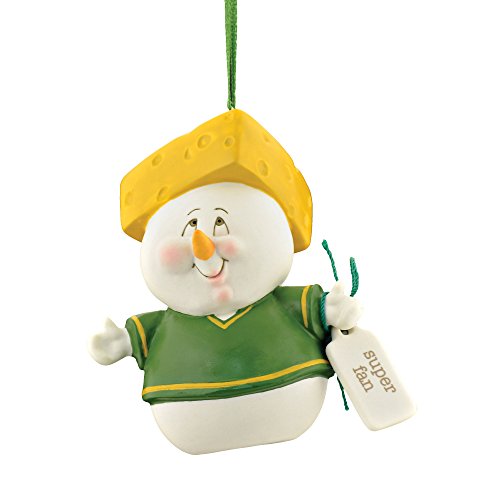 Department 56 Snowpinions “Super Fan Cheesehead” Porcelain Snowman Christmas, 3” Hanging Ornament #TOP15