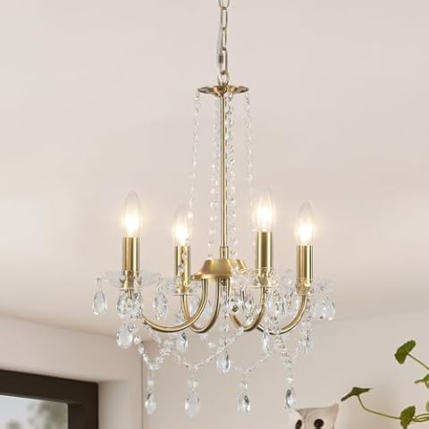 WTUOING 4-Light Gold Crystal Chandelier Cover
