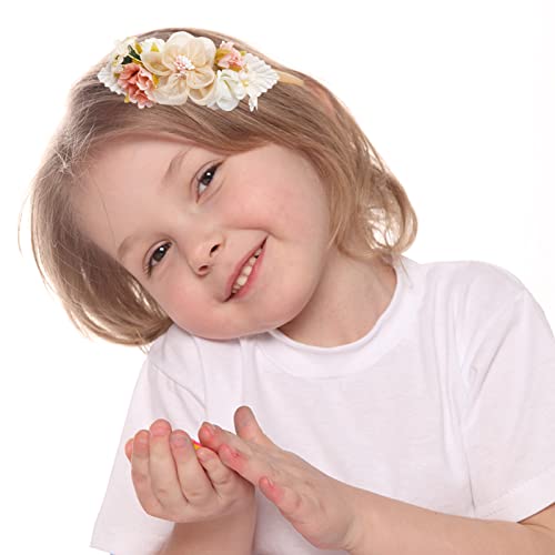3Pcs Baby Girl Headbands, Delicate Elastic Nylon Flower Head Bands, Super Soft & Stretchy Baby Girl Floral Pearl Hair Band, Baby Hair Accessories Gift For Newborn Infant Toddlers Kids (Multicoloured) #TOP7