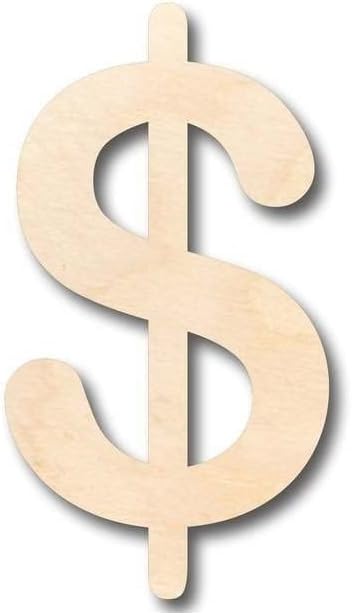 Unfinished Wood Dollar Sign Shape Craft up to 46" DIY 16" / 3/4"