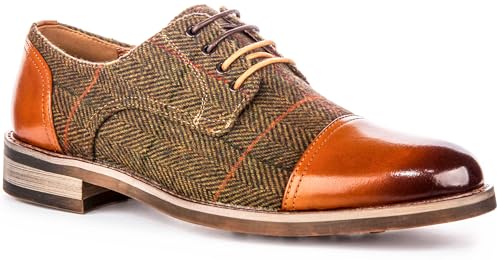 Theon Men's Oxford Toe Leather Felt Shoes Shoes (Brown, US 14)