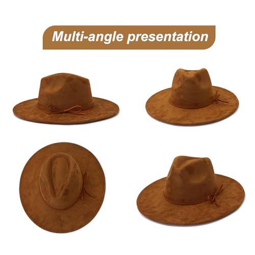 Image of Fedora Hats for Women Man with Big Wide Brim Classic Suede Panama Hat Western Outdoor hat