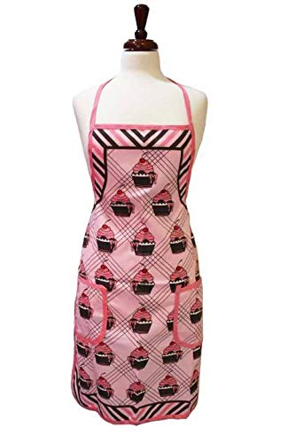 Home Collection Adult's Hostess Cupcake Bib Apron with Pockets and Adjustable Waist Ties