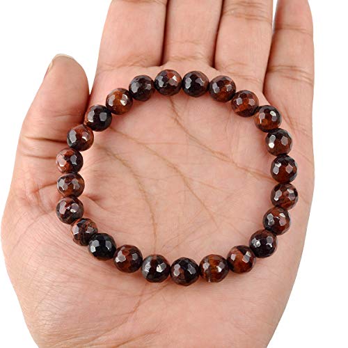 Image of Reiki Crystal Products Natural Crystal Stone 8 mm Faceted Diamond Cut Beads Bracelet for Men & Women | Reiki Charged Gemstone Bracelet | Multiple Stone Variants Available