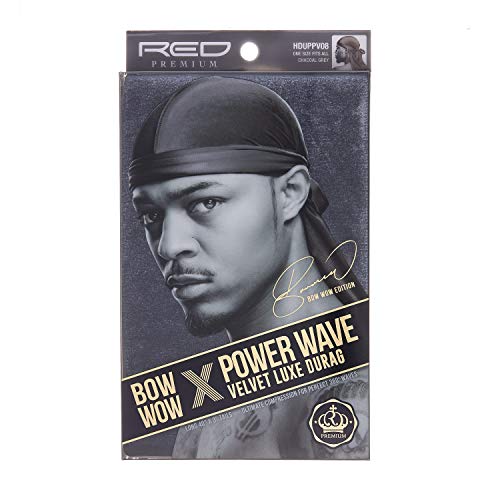 Image of KISS Red Bow Wow Power Wave Velvet Luxe Durag (Charcoal Grey)