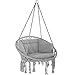TecTake 800708 Silla Colgante, Interior & Exterior, Diámetro Asiento 60 cm, Robusto, Incl. Cojin Grande y Mullido (Gris | No. 403204)