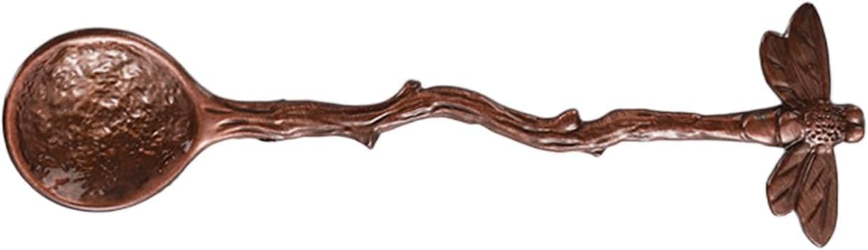 Retro Dragonfly Stainless Steel Coffee Spoon, Dessert Teaspoon, Creative Kitchen Gadget (Red Bronze)