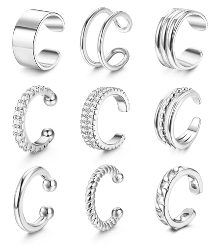 Chriscoco Manchette d'Oreille pour Femme Faux Piercing Oreille Réglables Boucles Oreille Sans Trou...