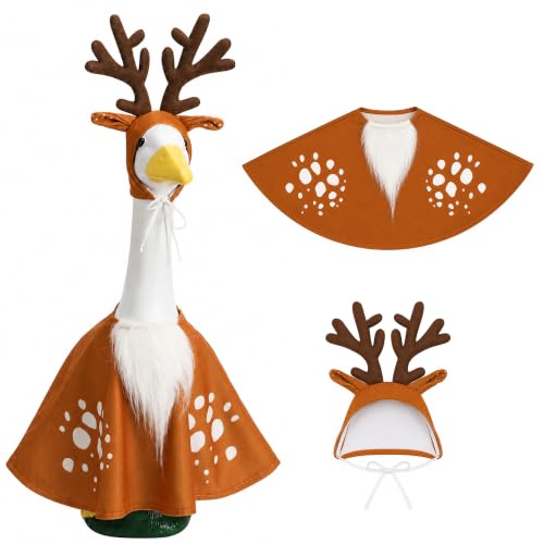 2 Pcs Christmas Porch Goose Reindeer Outfit,Antler Hat Goose Statue Costume