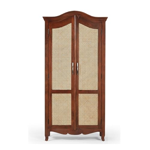 Image of The Attic Catania Kitchen Cabinet, Multipurpose Cabinet for Bedroom Living Room Study bar, Solid Wood Bookshelf /Kitchen Cabinet, Solid Mango Wood, Honey Matte Finish Cane