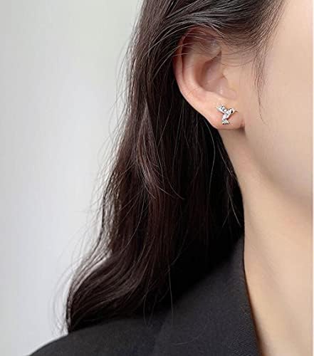 Little Hummingbird Sterling Silver Stud Earrings for Women Girls Dainty Cubic Zirconia Crystal Small Animal Cartilage Earring Tiny Studs Post Ear Piercing Cute Jewelry Gifts Sensitive Ears
