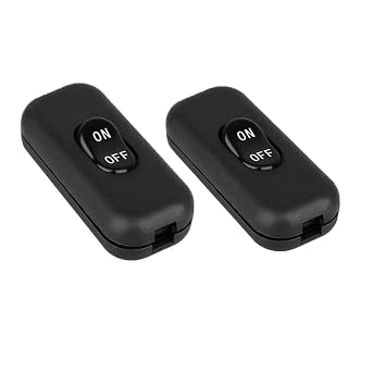 2PCS Inline Cord Switch, On/Off Lamp Control Appliance Switch Rocker AC120V 10A, 250V 6A Suitable for Table Desk Lamp Appliance, Black