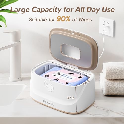 Baby Wipe Warmer with Night Light, Large Capacity Wet Wipes Dispenser with 3 Modes Temperature Heating Control, Fast Warm, Child Lock, Silent Working, Baby Gifts for New Parents in Winter (White) - Thumbnail 6