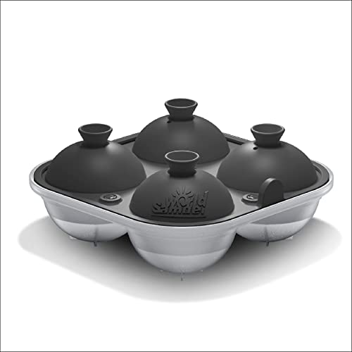 Samuelworld Large Ice Ball Maker With Lid, 4 X 2.5 Inch Ice Balls - Food Grade, Easy To Fill Round Silicone Ice Tray, Perfect Spheres Craft Ice Maker For Whiskey, Cocktails, Gifting - Grey #TOP1