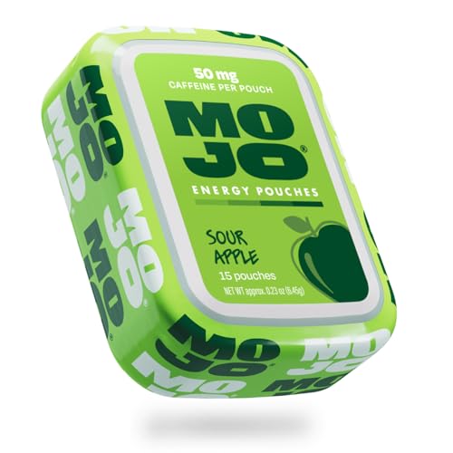 Image of MOJO Energy Pouches, Sour Apple Flavor, 50 mg per Caffeine Pouch, 15 Pouches, Single Pack