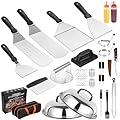 Griddle Accessories Kit,35 PCS BBQ Accessories for Blackstone and Camp Chef,Stainless Steel Flat Top Grill Accessories with Carry Bag,Griddle Dome Spatula Set with Burger Press for Outdoor
