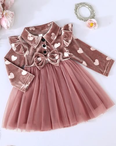 Rosibel Baby Girls Velvet Tutu Dress Infant Girl Special Occasion Clothes Fall Winter Dresses Outfits 6M to 3T2