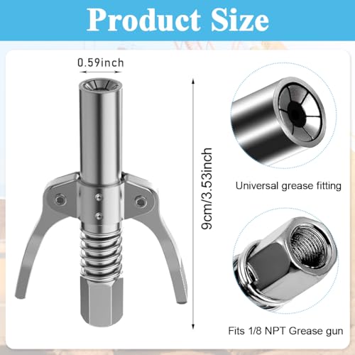 Image of STHIRA Grease Gun Coupler, 6-Jaw Dual Handle, 1 /8 inch NPT, 10000 PSI
