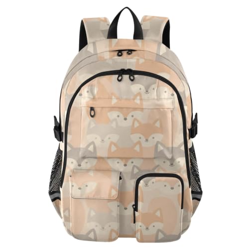 Mochila de viaje para laptop acolchada con gran capacidad y estampado de zorro