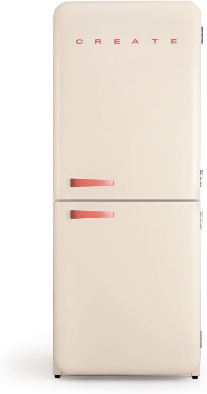 CREATE/RETRO NEVERA COMBI 185 TERRACOTA/Frigorífico combi terracota blanco roto con congelador 401L/190W, sistema No Frost, 3 baldas, 2 cajones, regulador de temperatura, 70x65x185 cm