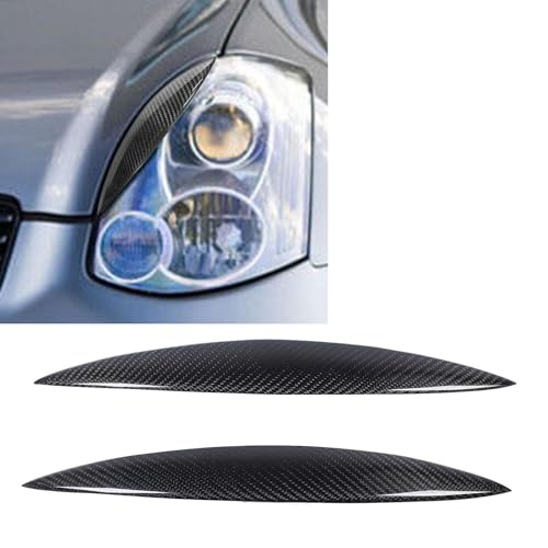 2Pcs Headlights Eyebrows Car Eyelids Stickers, Carbon Fiber Trim Cover Fits, Left Right Glossy 3K Twill Weave Front Headlight Eyelid for Infiniti G35 V35 2003‑2007
