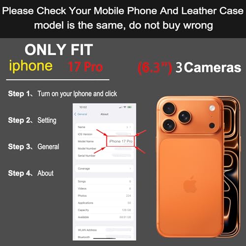 Thryxop Genuine Leather Wallet Case for iPhone 17 Pro | 2-in-1 Magnetic Detachable Flip Folio Cover with Card Slots, RFID Blocking, Shockproof Protection | Brown by Thryxop - Used condition - Image 2