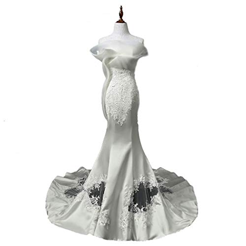 CAIM-Robes Mariage Petite Dame Fuite en Dentelle Robe de mariée Robe de mariée Robe de mariée sirène Robe de soirée (Color : White, Taille : M) Cover