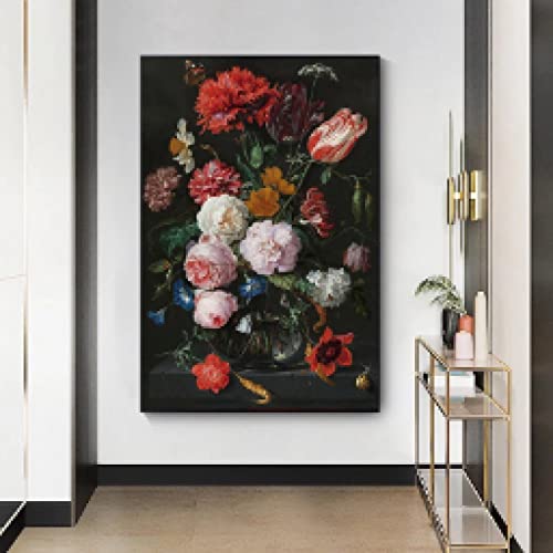 Art Toile Peinture Fleurs Vase Aquarelle Affiche Murale Salon Décoration 60x80